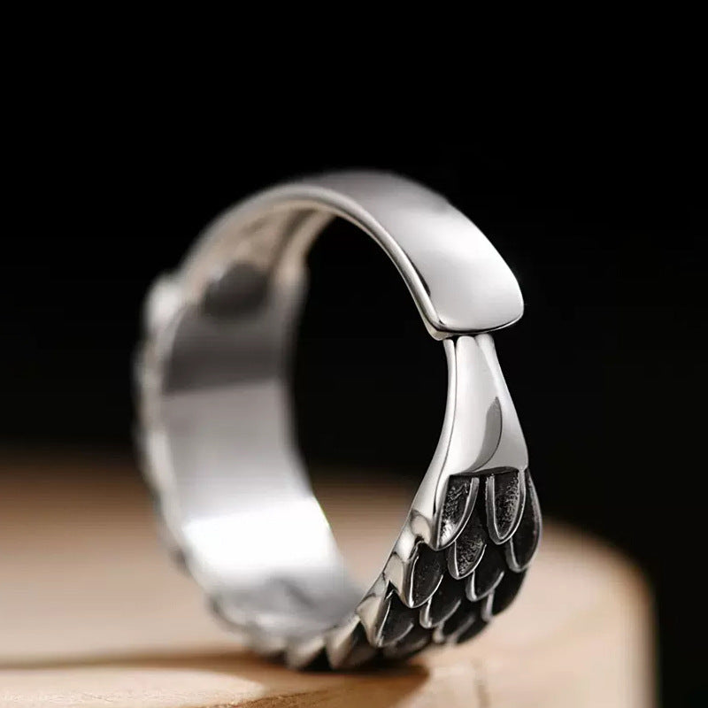 "Vintage Dragon Scale Adjustable Copper Ring for Men"