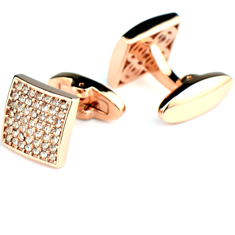 "Elite White Diamond Cufflinks - Rose Gold French Cufflinks for Men | USA & Canada" Roljord