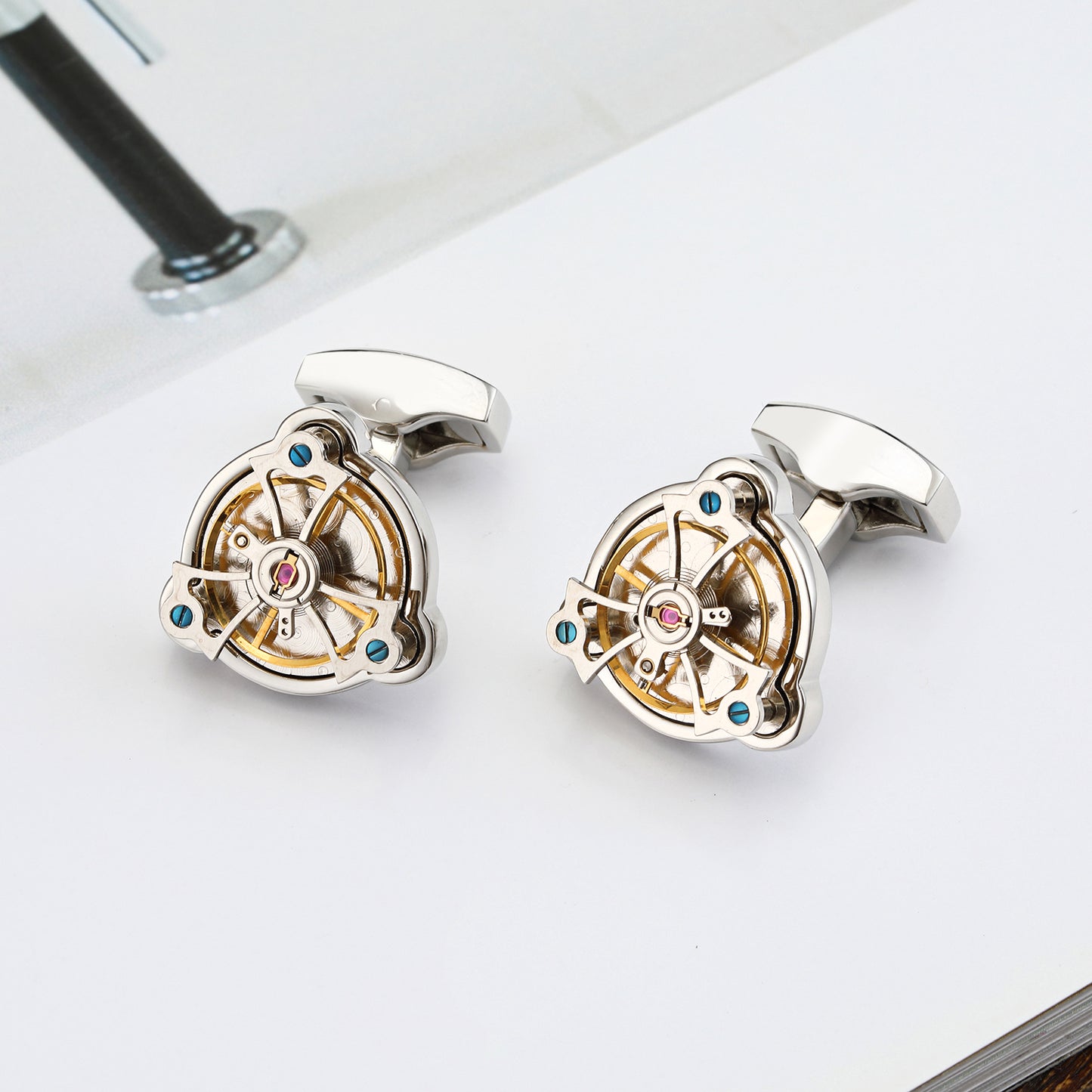 Tourbillon French Cufflinks - Timepiece Elegance | Roljord Roljord