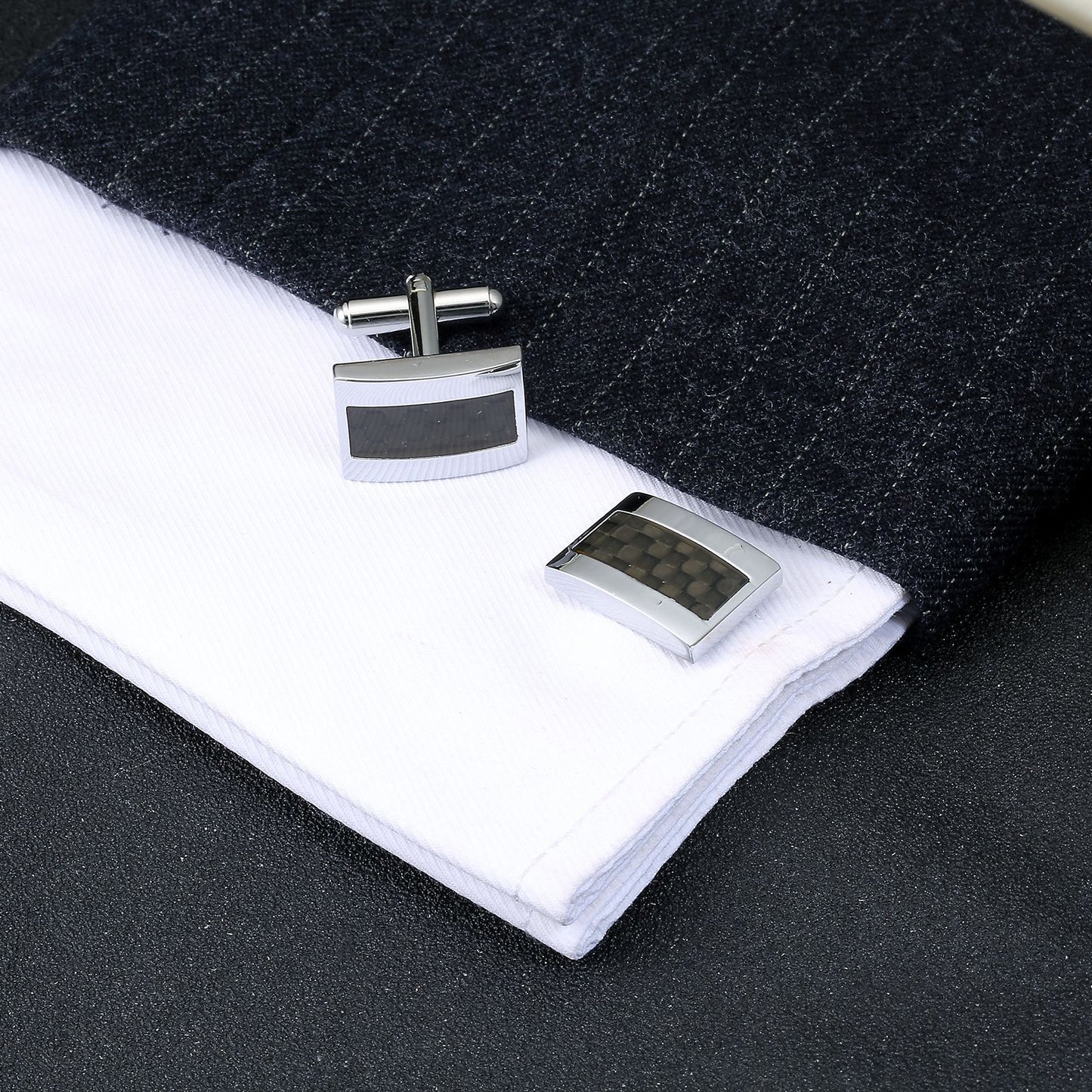 CarbonElite Cufflinks: Sleek and Stylish Men's Business Cufflinks Roljord
