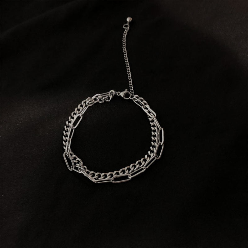"Double Drip Chain: Gen Z's Ultimate Titanium Steel Wrist Flex"