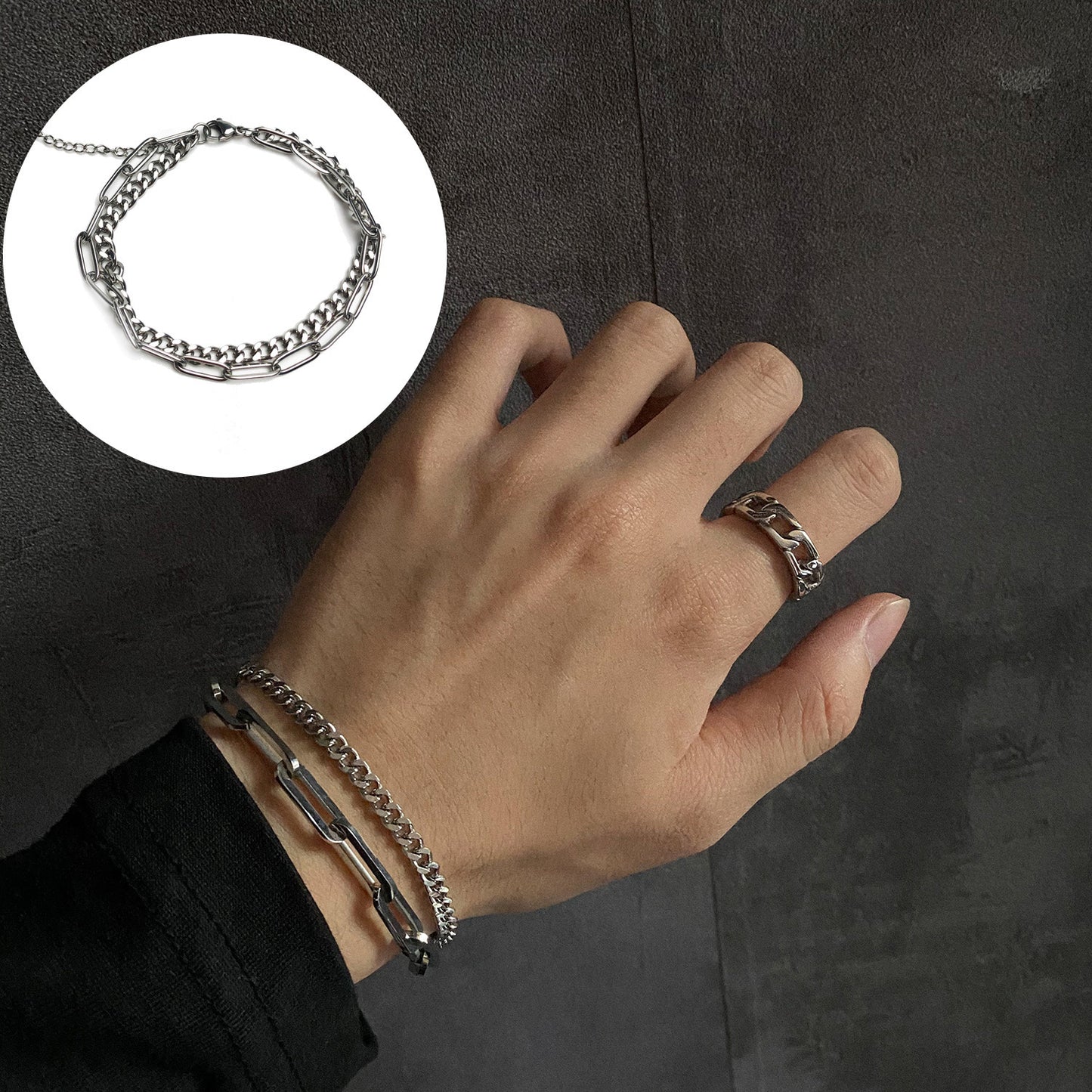 "Double Drip Chain: Gen Z's Ultimate Titanium Steel Wrist Flex"