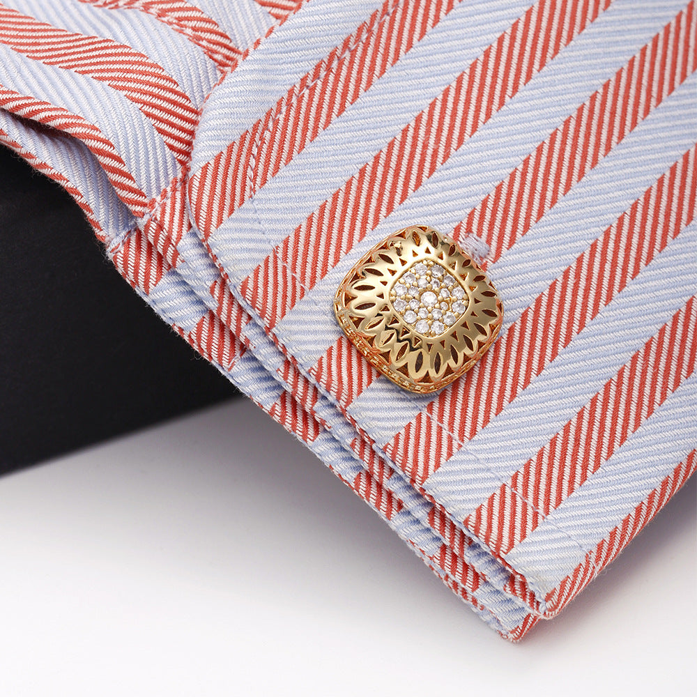 "RegalShine Gold Hollow Diamond Square Men's Cufflinks" Roljord