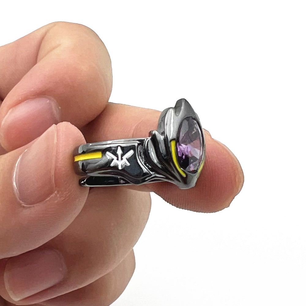"Lelouch Lamperouge Vi Britannia Signature Black Knights Ring Ornament - Alloy, geometric shape, purple with rhinestones."