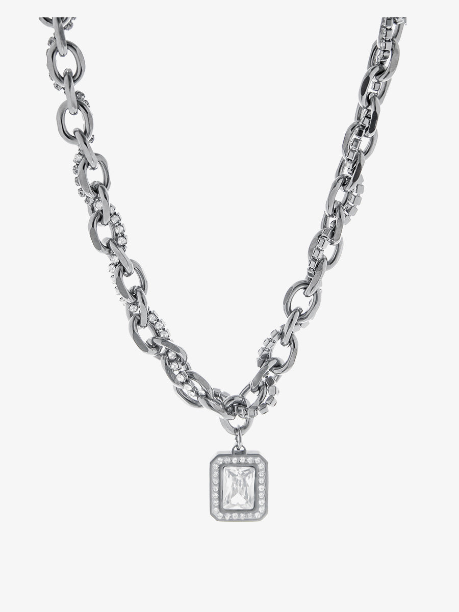 Double Layered Diamond Inlay Necklace for Men