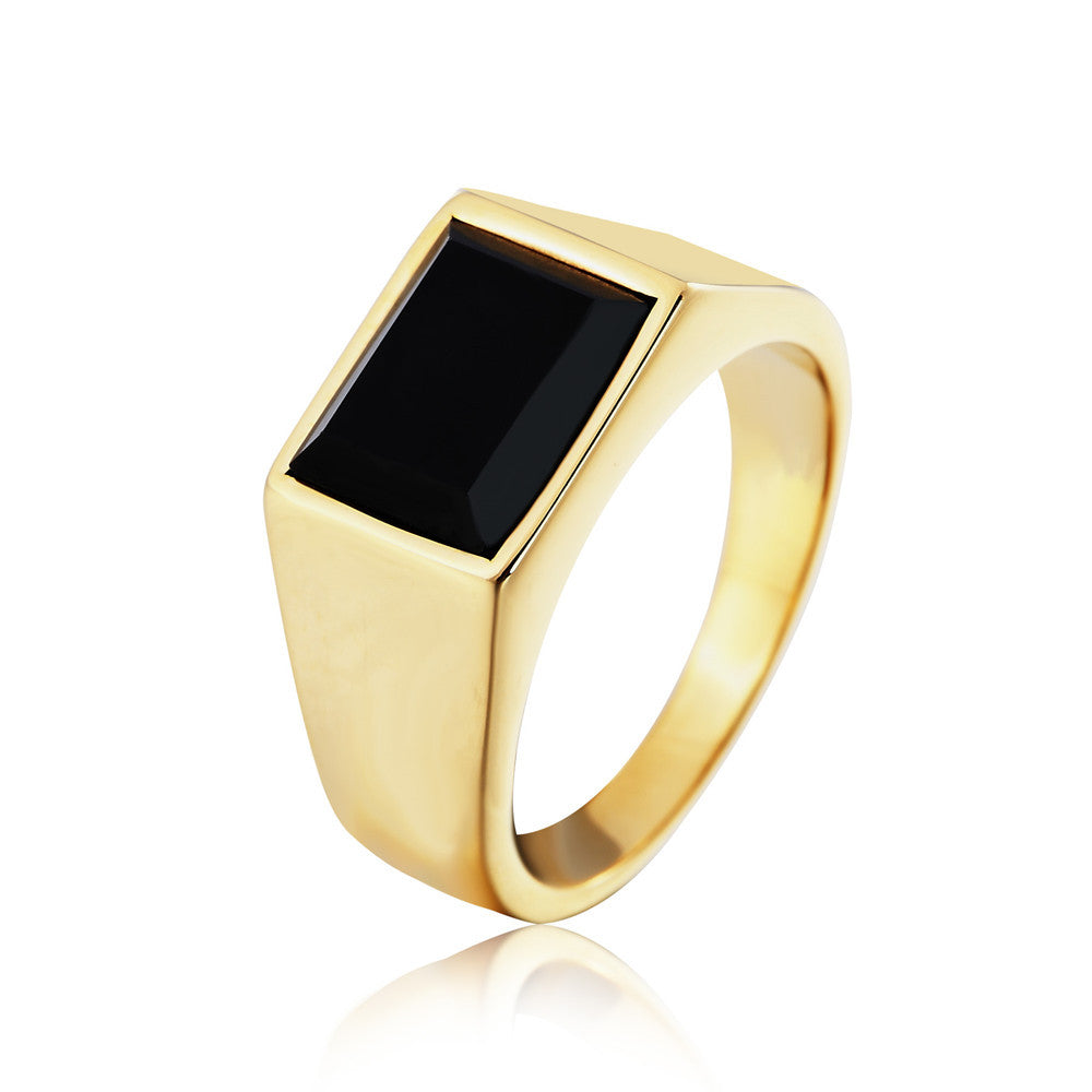 "Naruto Ninja Steel Ring - Men's Titanium Style. Geometric shape, steel color with gold accents. Unisex design"