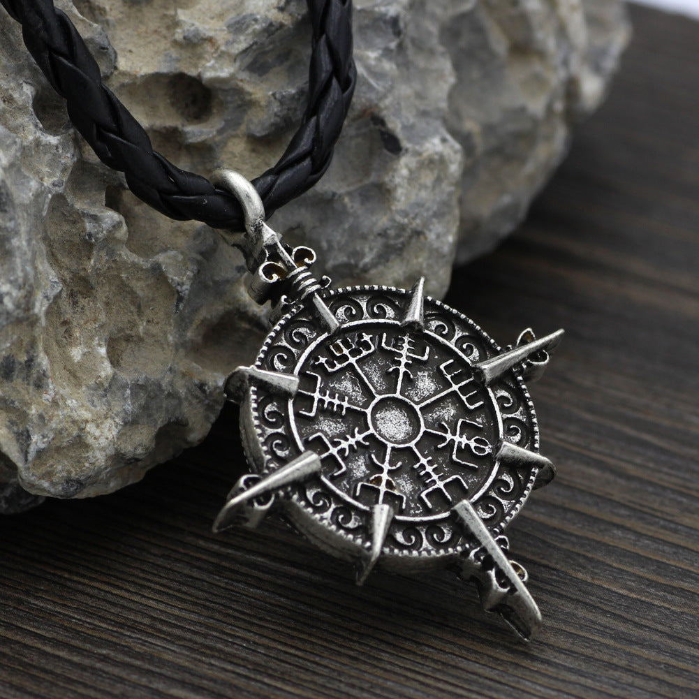 "Luminara Unduli inspired Odin Lance pendant necklace. Alloy material, ancient silver or bronze color, leather rope chain 58CM."