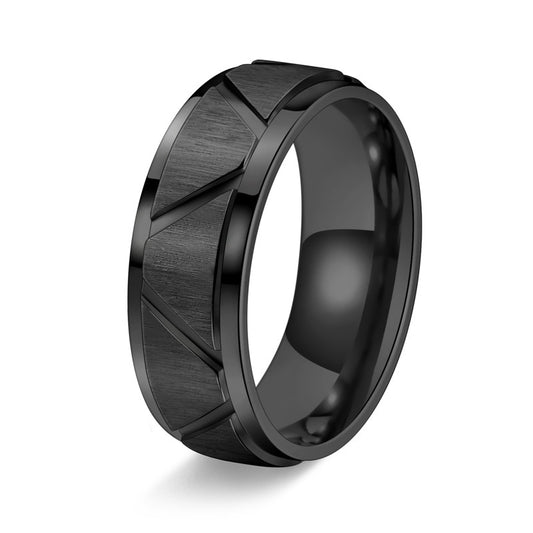 Stylish Titanium Steel 8MM Cross Sand Ring for Men