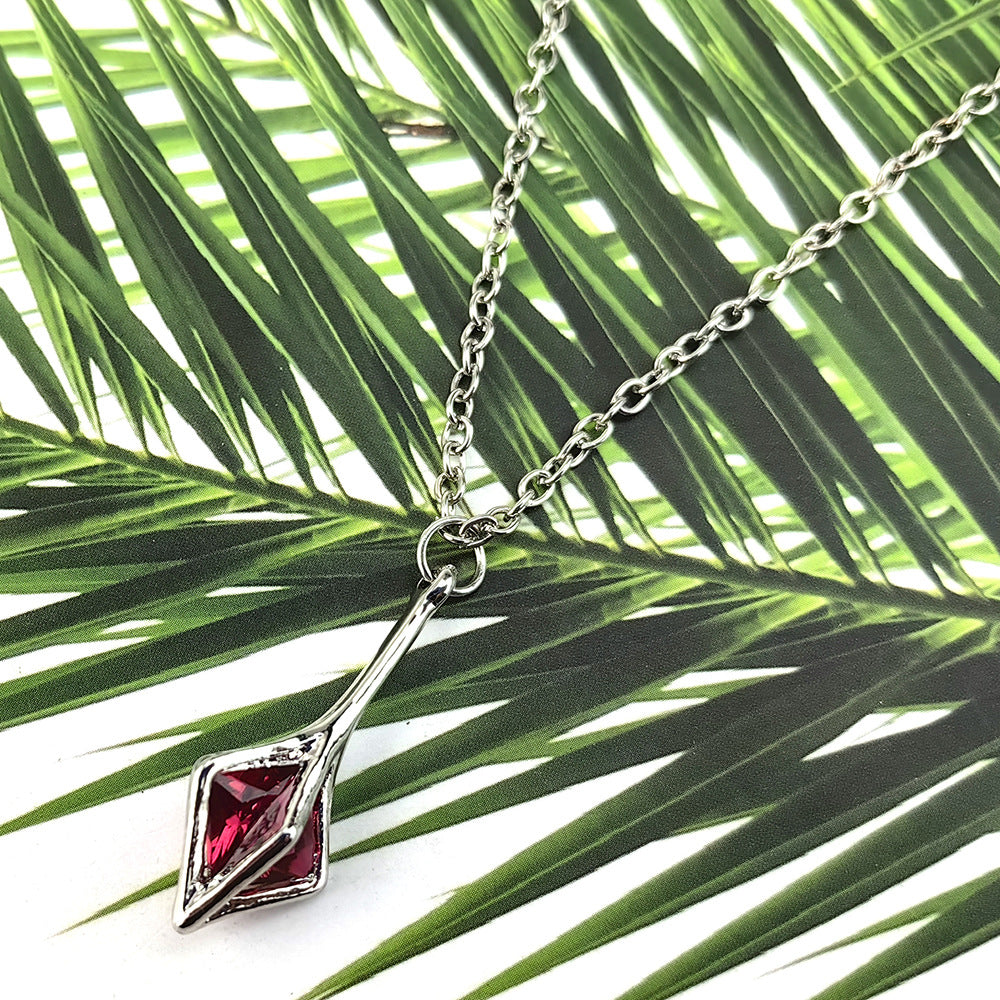 "Valorant Roulette Game Necklace: Storm Blade Pendant - Electroplated alloy pendant on O-ring chain. Unisex design."