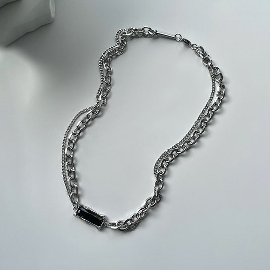 Bold Black Diamond Drip Chain Necklace for Men