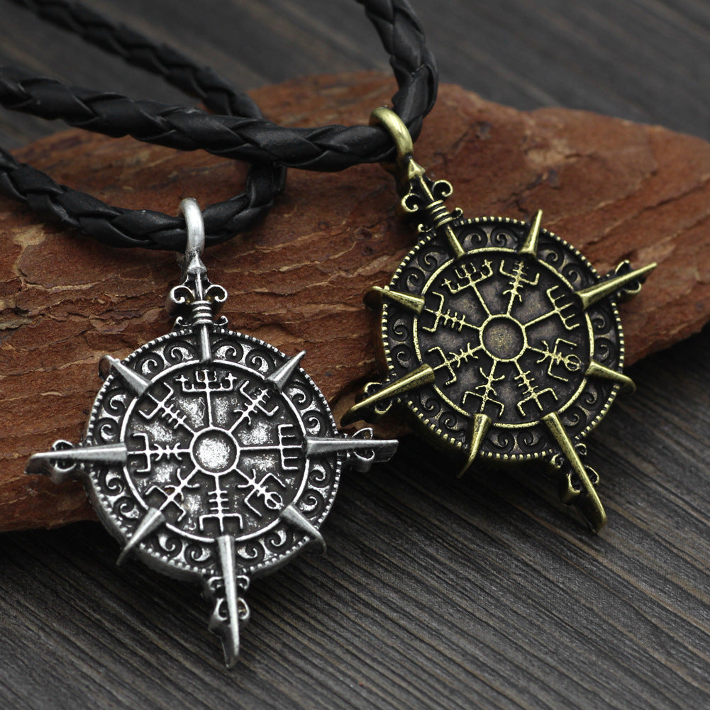 "Luminara Unduli inspired Odin Lance pendant necklace. Alloy material, ancient silver or bronze color, leather rope chain 58CM."