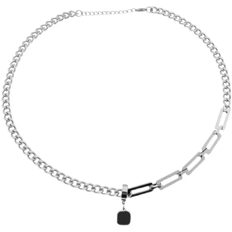 "Black Square Stud Necklace | Women's Titanium Steel Jewelry | USA & Canada" Roljord