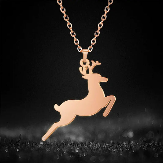 "Canadian Wilderness Deer Pendant Necklace - Rustic Stainless Steel Jewelry" Roljord