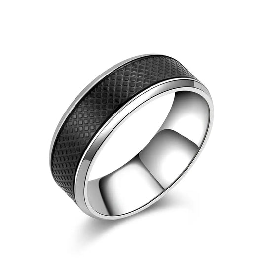 "EuroSteel Black Titanium Men's Ring" Roljord