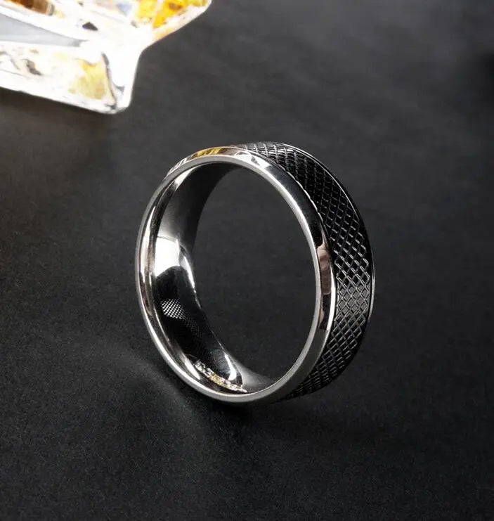 "EuroSteel Black Titanium Men's Ring" Roljord