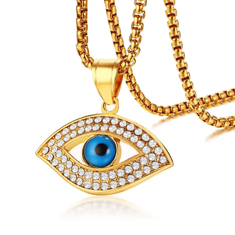 "Evil Eye Stainless Steel Rhinestone Pendant Necklace | USA & Canada Fashion Jewelry - Roljord" Roljord