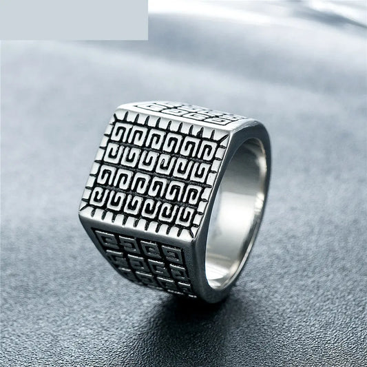 "TitanSquare: Sleek Men's Titanium Steel Ring for the Modern Gentleman" Roljord