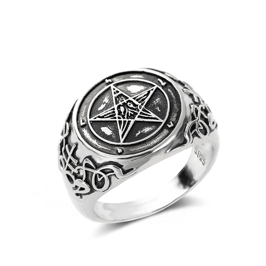 "Anime devil ring with copper star shape, silver electroplating. Sizes 8-13 available."