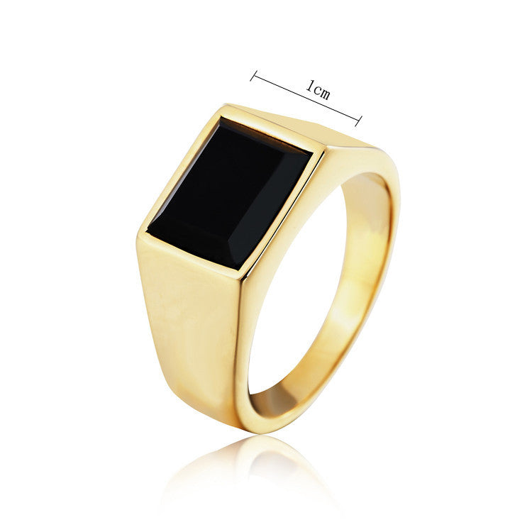 "Naruto Ninja Steel Ring - Men's Titanium Style. Geometric shape, steel color with gold accents. Unisex design"