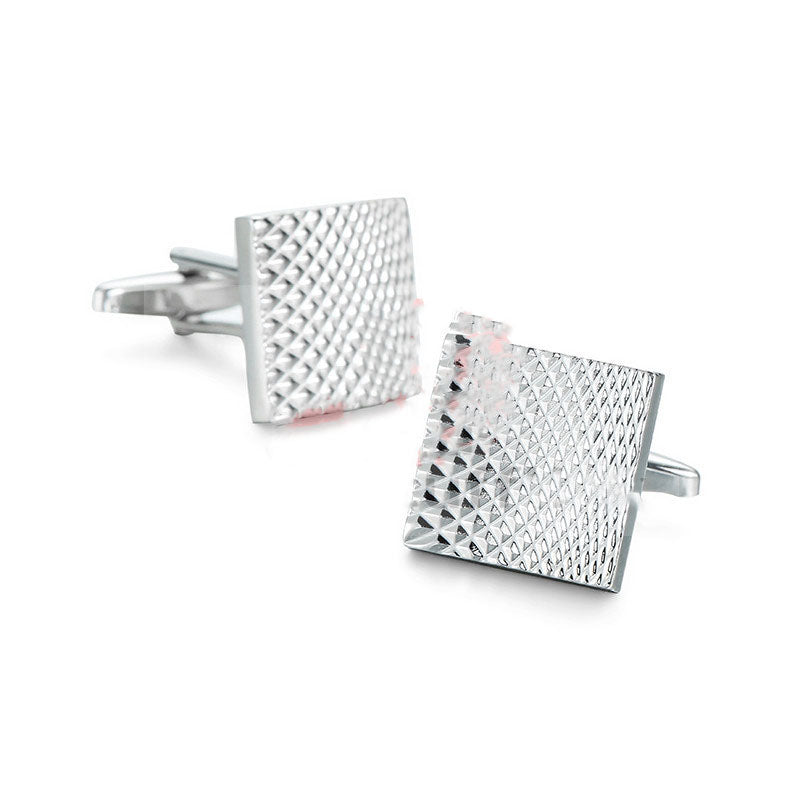 "Silver Square Carved Pattern Men's Cufflinks | Copper Material | USA & Canada" Roljord