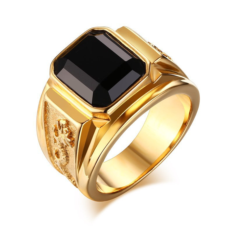 "GoldenEra Men's Vintage Gold Diamond Fashion Ring" - Roljord