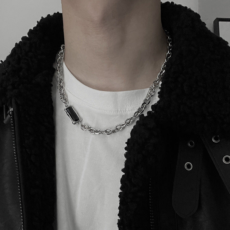Bold Black Diamond Drip Chain Necklace for Men