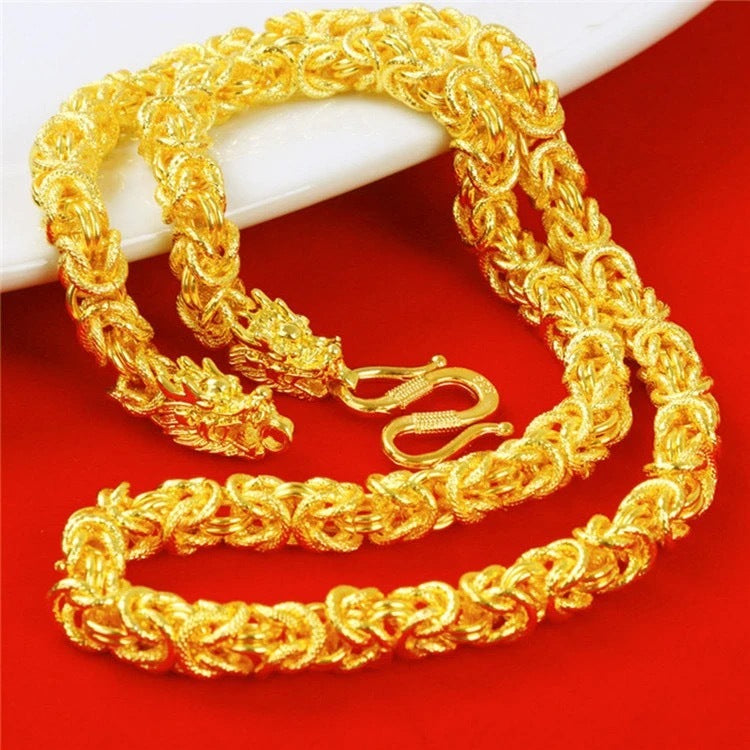 Men's Gold-Plated Necklace and Bracelet Set – Fashion Fabric Design