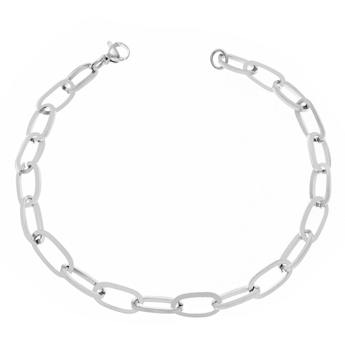 Simple Titanium Steel Flat O-Ring Necklace and Bracelet Set for Men