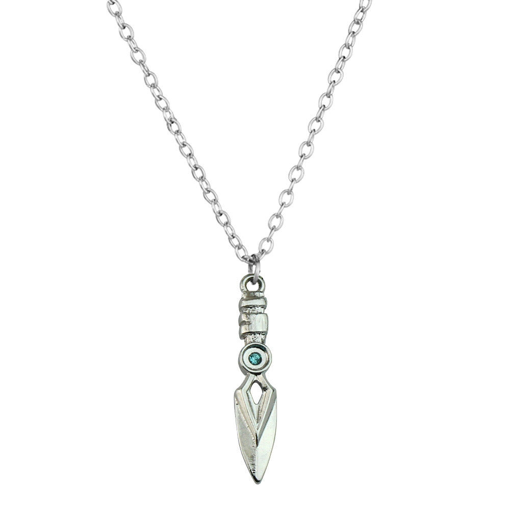 "Valorant Roulette Game Necklace: Storm Blade Pendant - Electroplated alloy pendant on O-ring chain. Unisex design."