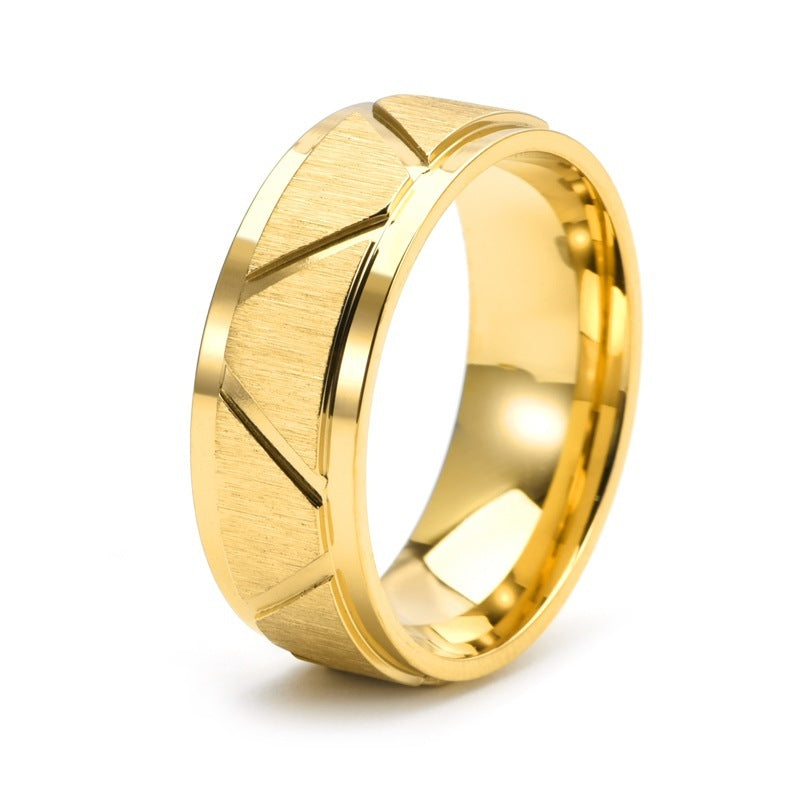 Stylish Titanium Steel 8MM Cross Sand Ring for Men