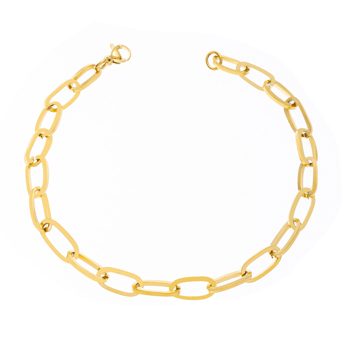 Simple Titanium Steel Flat O-Ring Necklace and Bracelet Set for Men