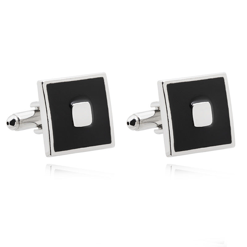 "Elegant French Cufflinks - High-Quality Enamel Black Square Cufflinks | European & American Accessories" Roljord