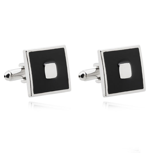 "Elegant French Cufflinks - High-Quality Enamel Black Square Cufflinks | European & American Accessories" Roljord
