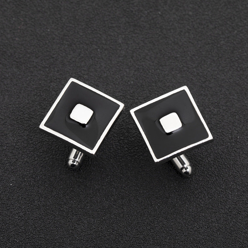 "Elegant French Cufflinks - High-Quality Enamel Black Square Cufflinks | European & American Accessories" Roljord