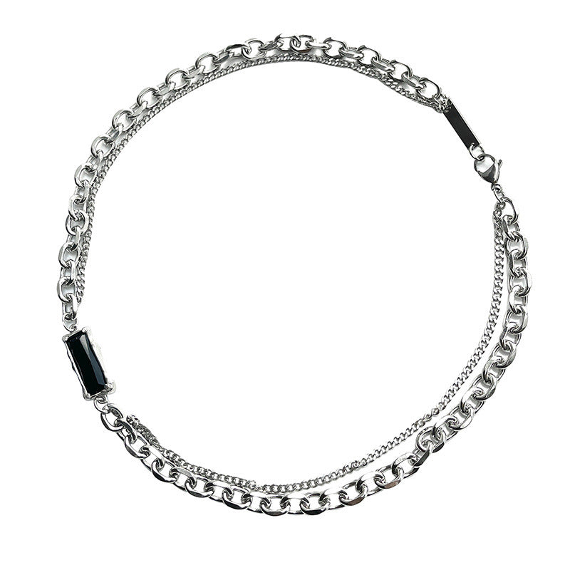 Bold Black Diamond Drip Chain Necklace for Men