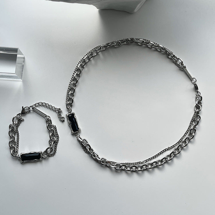 Bold Black Diamond Drip Chain Necklace for Men