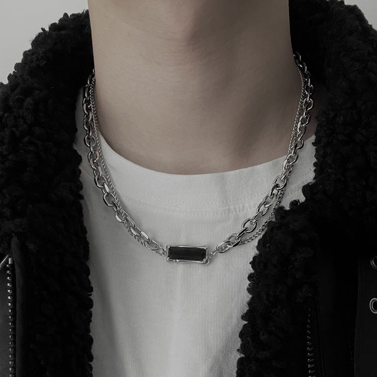Bold Black Diamond Drip Chain Necklace for Men