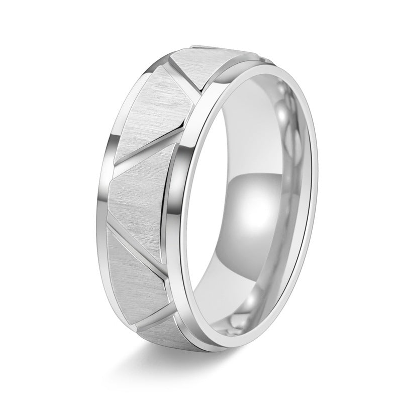 Stylish Titanium Steel 8MM Cross Sand Ring for Men