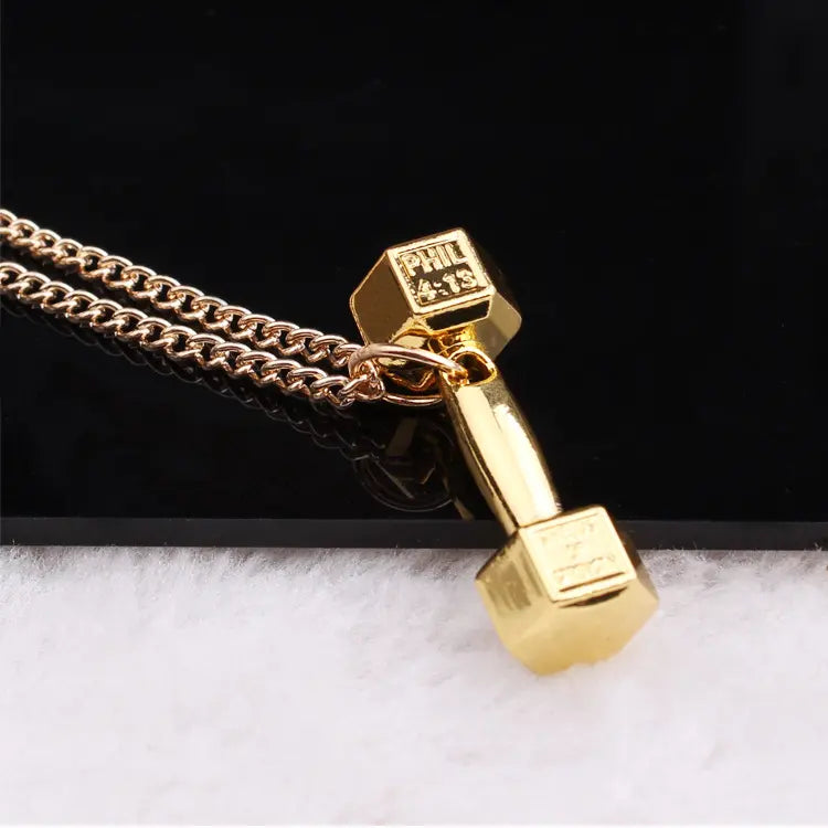 "EuroFit Dumbbell Necklace: Stylish Titanium Barbell Pendant for Fitness Lovers in USA & Canada" Roljord