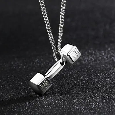 "EuroFit Dumbbell Necklace: Stylish Titanium Barbell Pendant for Fitness Lovers in USA & Canada" Roljord