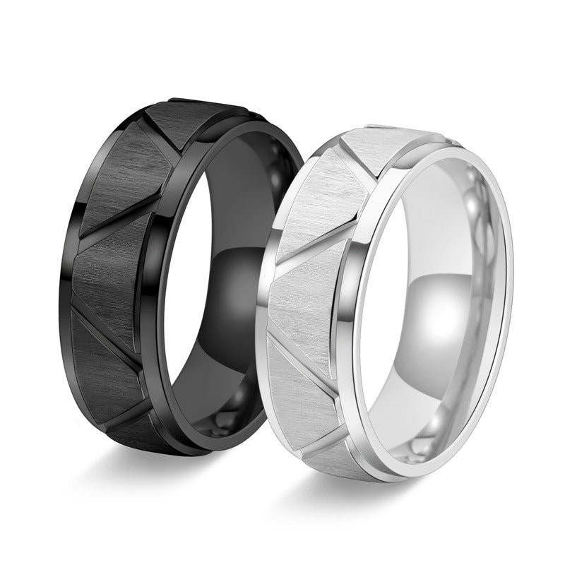 Stylish Titanium Steel 8MM Cross Sand Ring for Men