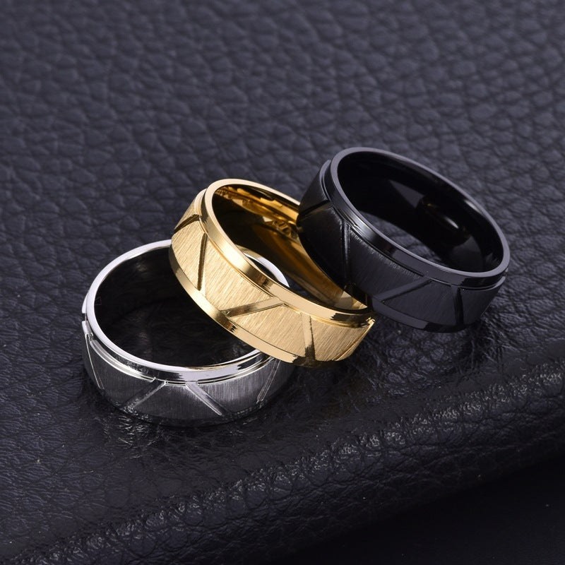 Stylish Titanium Steel 8MM Cross Sand Ring for Men